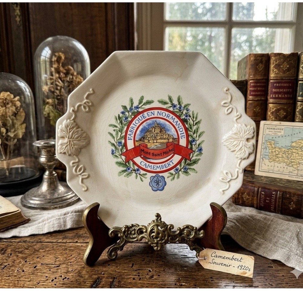 Silvestri Vins et Fromages Camembert Plate Mont Saint Michel E.G. Rush Octagon